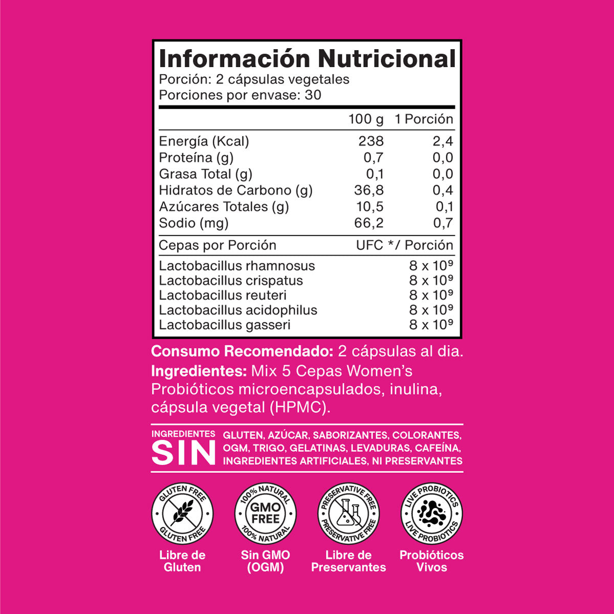 Probióticos Vaginales Women's 40 Billones | NutraCore